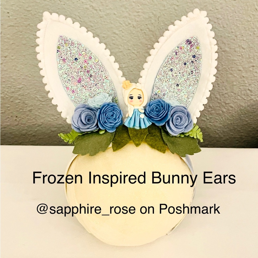 Princess Elsa Frozen Inspired Easter Bunny Ears Headband Girls Kids Handmade